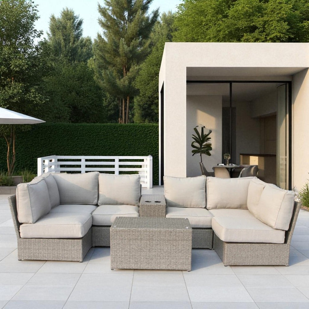 English Elm Outdoor 4-Person Modular Sofa Set – Pre-Assembled With Washable Cushions For Stylish Gatherings B120S00243-GIGA