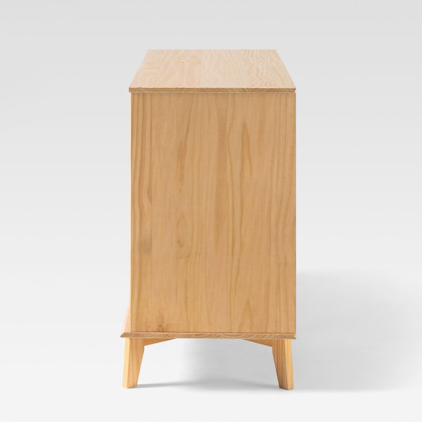 6-Drawer Groove Handle Solid Wood Dresser Natural Pine BR6DSLDRNP-T Walker Edison