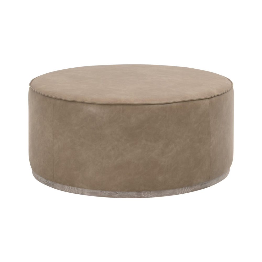 Essentials for Living Vale Square Vegan Leather Ottoman with Solid Ash Plinth Base for Modern Living Rooms 6433-L.IVT/NG