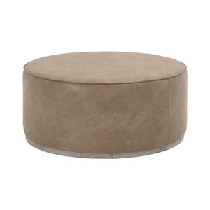 Essentials for Living Vale Square Vegan Leather Ottoman with Solid Ash Plinth Base for Modern Living Rooms 6433-L.IVT/NG