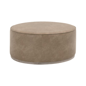 Vale Square Vegan Leather Ottoman with Solid Ash Plinth Base for Modern Living Rooms
