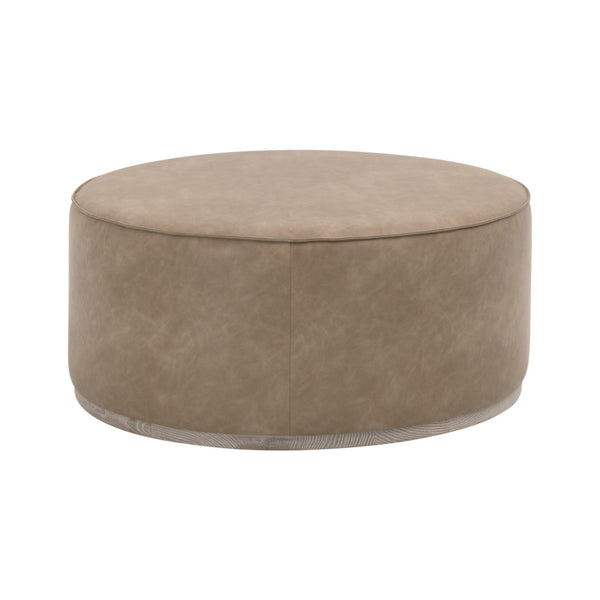 Vale Square Vegan Leather Ottoman with Solid Ash Plinth Base for Modern Living Rooms