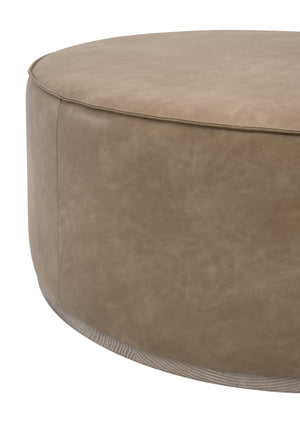 Vale Square Vegan Leather Ottoman with Solid Ash Plinth Base for Modern Living Rooms