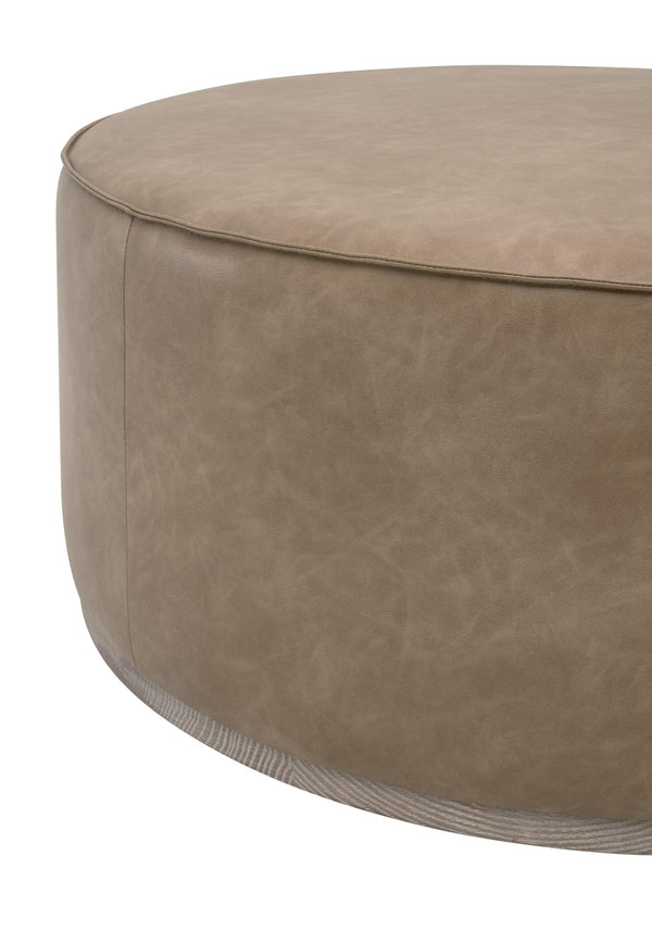 Vale Square Vegan Leather Ottoman with Solid Ash Plinth Base for Modern Living Rooms