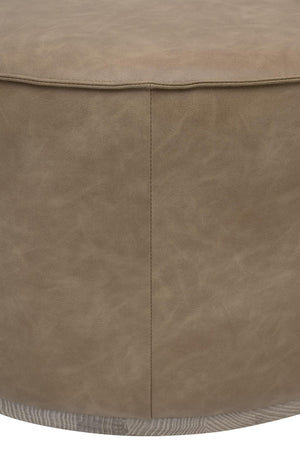 Vale Square Vegan Leather Ottoman with Solid Ash Plinth Base for Modern Living Rooms