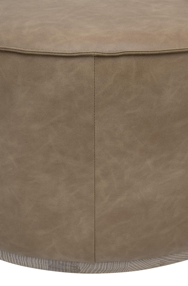 Vale Square Vegan Leather Ottoman with Solid Ash Plinth Base for Modern Living Rooms
