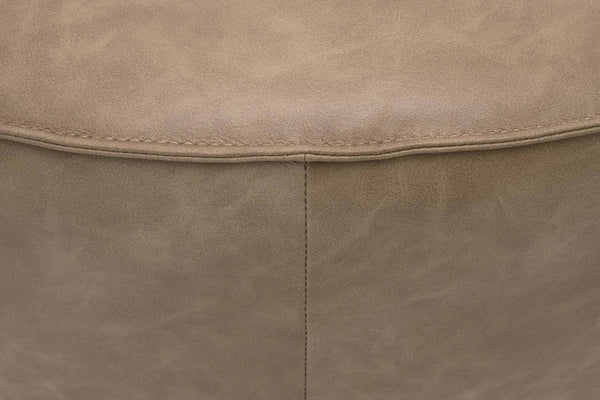 Vale Square Vegan Leather Ottoman with Solid Ash Plinth Base for Modern Living Rooms