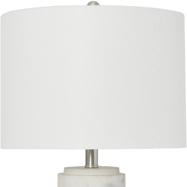 HomeRoots 24" Modern Faux Marble Concrete Table Lamp with White Drum Shade for Stylish Ambient Lighting 643371