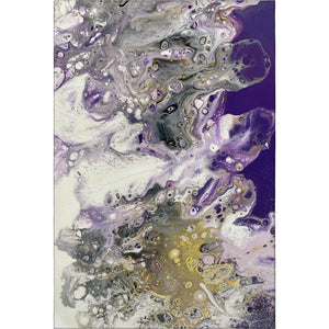 HomeRoots 10' Amethyst Ivory Gold Abstract Area Rug – Washable Indoor/Outdoor Comfort for High-Traffic Spaces 643390