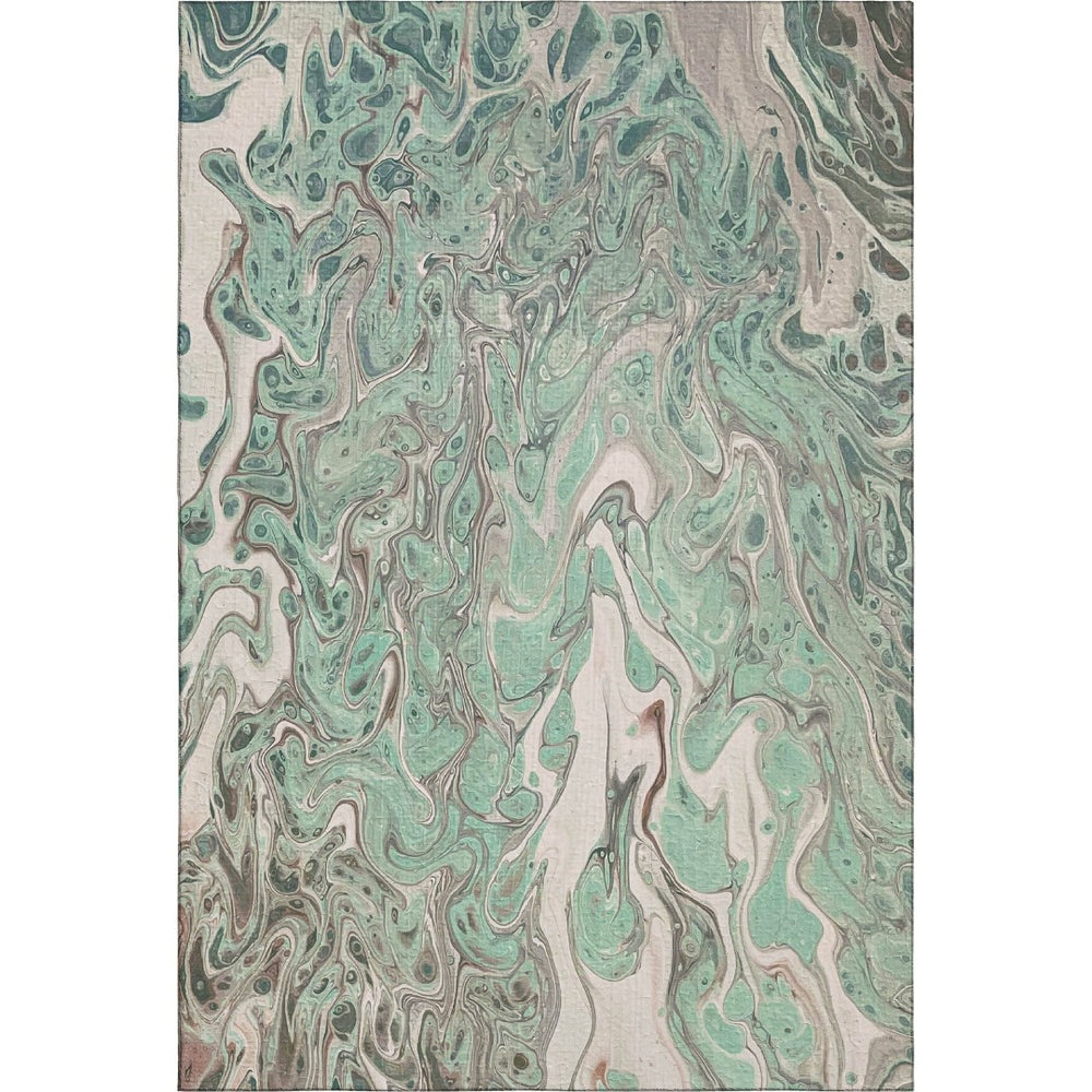 HomeRoots 10' Stylish Mint Green & Ivory Abstract Area Rug – Washable, Durable for Indoor & Outdoor Use! 643402