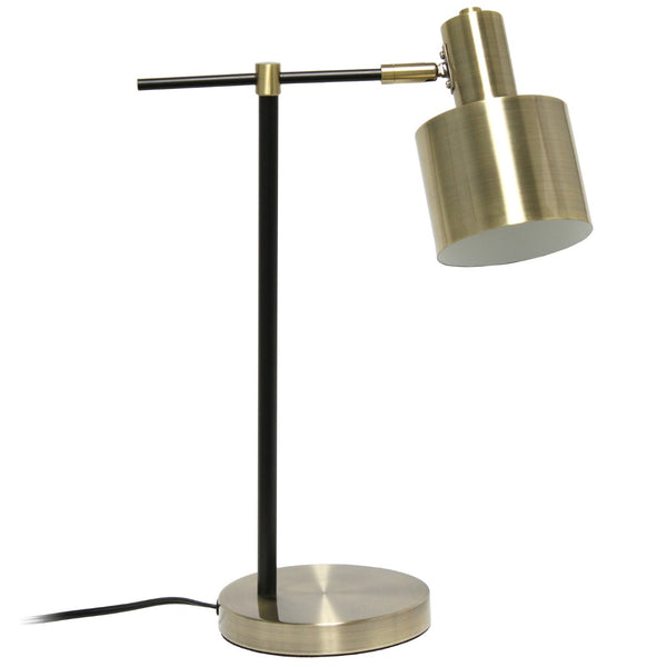 HomeRoots 22" Stylish Antiqued Brass and Black Metal Table Lamp with Globe Shade for Modern Elegance 643429
