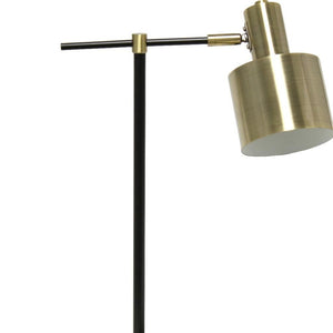 HomeRoots 22" Stylish Antiqued Brass and Black Metal Table Lamp with Globe Shade for Modern Elegance 643429