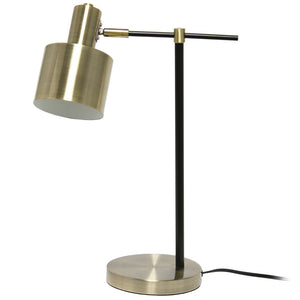 HomeRoots 22" Stylish Antiqued Brass and Black Metal Table Lamp with Globe Shade for Modern Elegance 643429