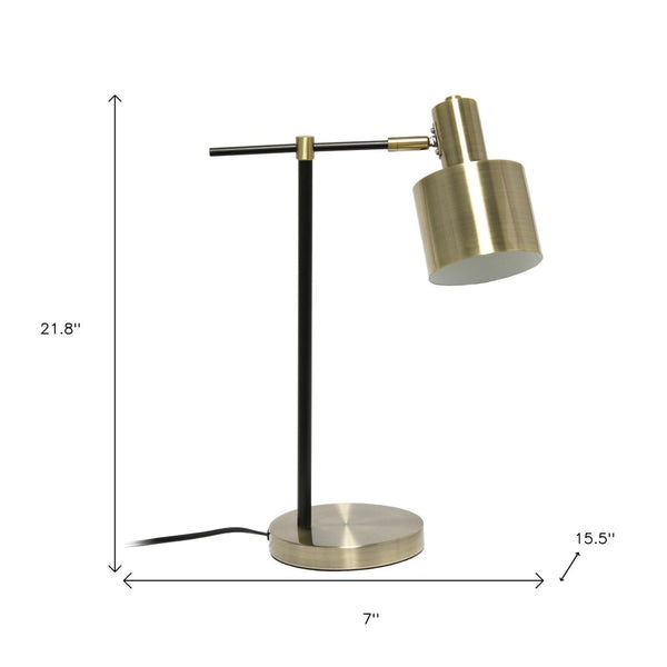 HomeRoots 22" Stylish Antiqued Brass and Black Metal Table Lamp with Globe Shade for Modern Elegance 643429