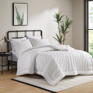 Urban Habitat Juniper Modern/Contemporary Poly Jersey Puffy Comforter Set UH10-2517 White