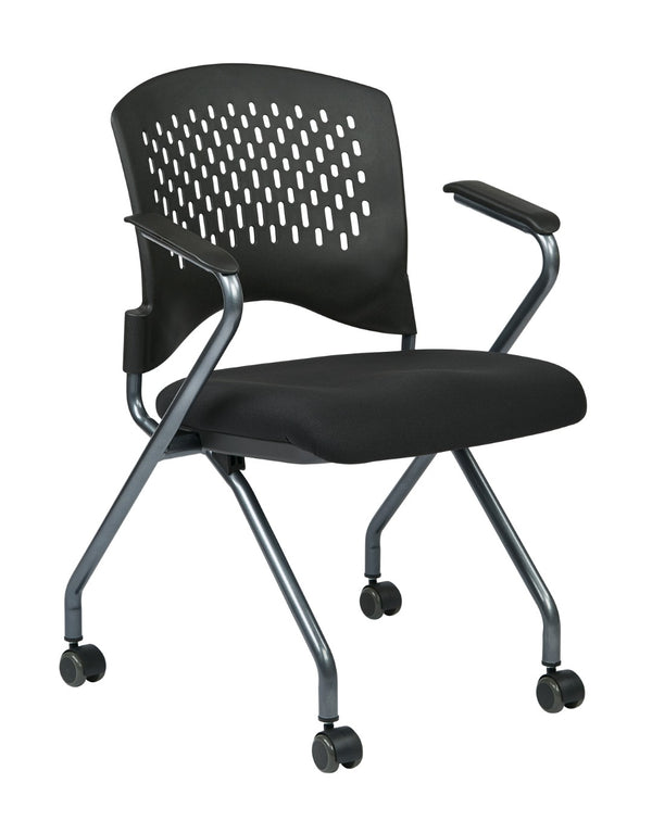 OSP Home Furnishings Soft-flex Frame Folding Visitor Chair with Ventilated Back for Office Reception Coal 84330-30