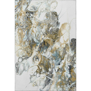 HomeRoots 10' Cool Gray and Gold Abstract Area Rug - Washable, Durable for Indoor/Outdoor Use, Stylish Design 643510