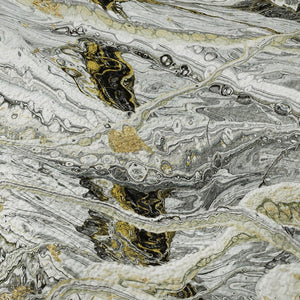 HomeRoots 5' Stylish Slate Gray and Gold Abstract Area Rug - Washable, Durable, Indoor/Outdoor Versatile Design 643512