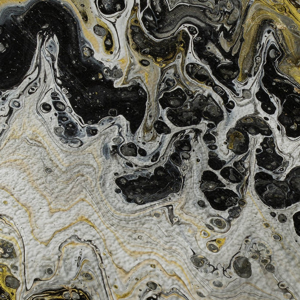 HomeRoots 10' Stylish Black, Ivory & Gold Abstract Area Rug - Durable, Washable for Indoor & Outdoor Use 643522
