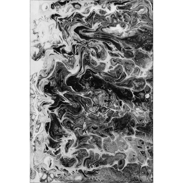 HomeRoots 8' X 10' Black and Ivory Abstract Area Rug - Stylish, Washable, Indoor/Outdoor - Durable & Versatile 643526