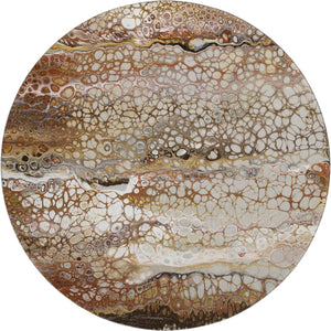 HomeRoots 8' Modern Abstract Round Area Rug in Beige, Ivory & Black - Washable, Durable for Indoor & Outdoor Use 643531