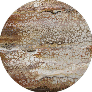 HomeRoots 8' Modern Abstract Round Area Rug in Beige, Ivory & Black - Washable, Durable for Indoor & Outdoor Use 643531