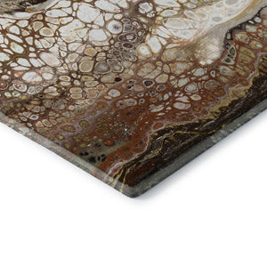 HomeRoots 10' Beige and Black Abstract Washable Area Rug - Durable Indoor/Outdoor Design for Any Space 643534