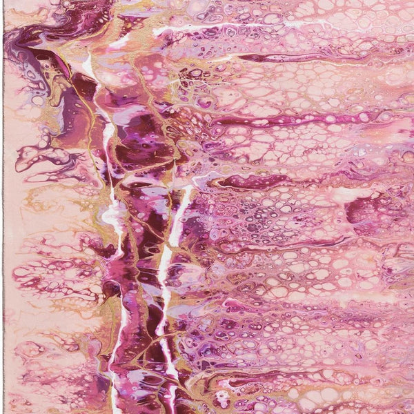 HomeRoots 5' X 8' Washable Raspberry Ivory Gold Abstract Area Rug - Modern Design for Indoor & Outdoor Spaces 643536
