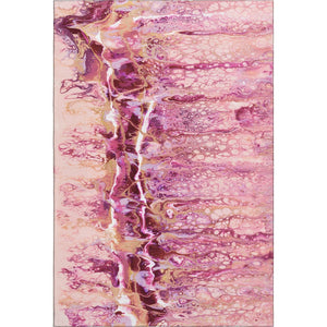 HomeRoots 8' X 10' Washable Abstract Area Rug in Raspberry, Ivory & Gold – Stylish for Indoor & Outdoor Use! 643538