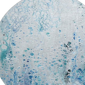 HomeRoots 8' Light Blue and Ivory Round Area Rug - Durable Abstract Design, Washable for Indoor & Outdoor Use 643549