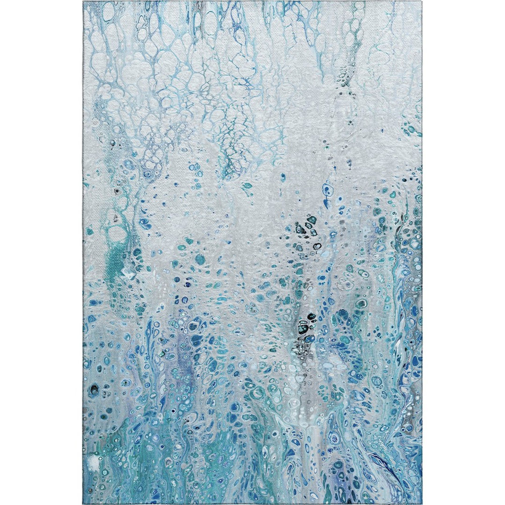 HomeRoots 10' Light Blue & Ivory Abstract Washable Area Rug – Durable, Stylish & Versatile for Indoor/Outdoor Use 643552