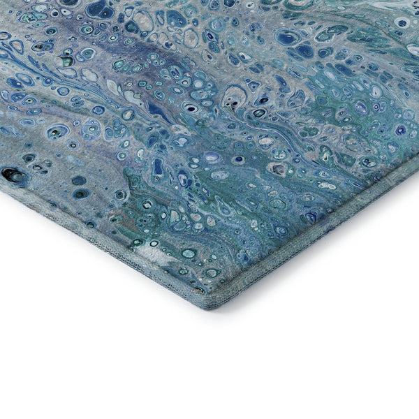 HomeRoots 10' Light Blue & Ivory Abstract Washable Area Rug – Durable, Stylish & Versatile for Indoor/Outdoor Use 643552