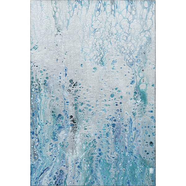 HomeRoots 10' Light Blue & Ivory Abstract Washable Area Rug – Durable, Stylish & Versatile for Indoor/Outdoor Use 643552