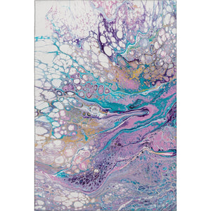 HomeRoots 8' X 10' Stylish Periwinkle Purple & Ivory Indoor Outdoor Area Rug - Durable, Washable, Versatile Design 643556