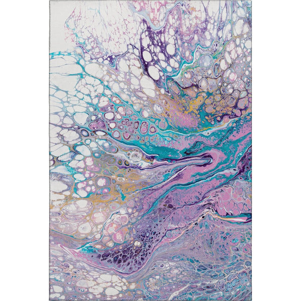 HomeRoots 8' X 10' Stylish Periwinkle Purple & Ivory Indoor Outdoor Area Rug - Durable, Washable, Versatile Design 643556