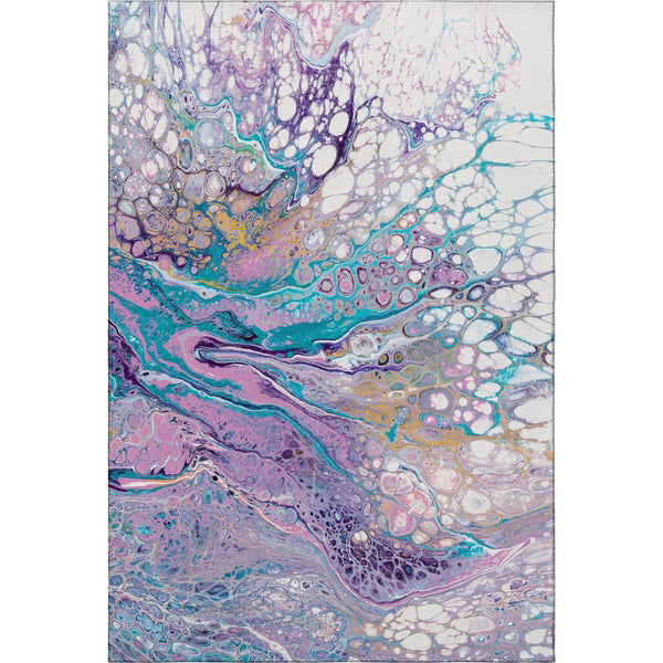 HomeRoots 8' X 10' Stylish Periwinkle Purple & Ivory Indoor Outdoor Area Rug - Durable, Washable, Versatile Design 643556