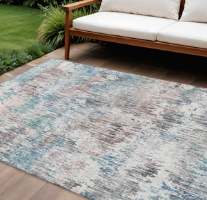 HomeRoots 9' Abstract Blue Ivory and Sage Washable Area Rug - Durable, Stain-Resistant for Indoor/Outdoor Use 643569