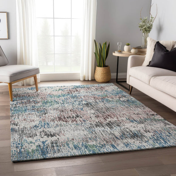 HomeRoots 9' Abstract Blue Ivory and Sage Washable Area Rug - Durable, Stain-Resistant for Indoor/Outdoor Use 643569