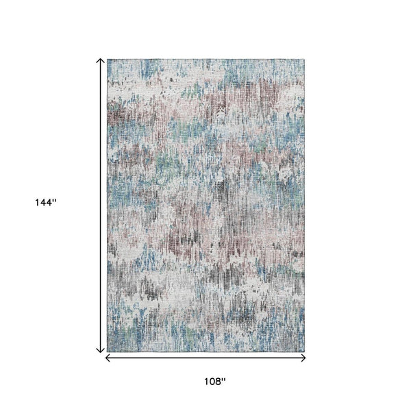 HomeRoots 9' Abstract Blue Ivory and Sage Washable Area Rug - Durable, Stain-Resistant for Indoor/Outdoor Use 643569