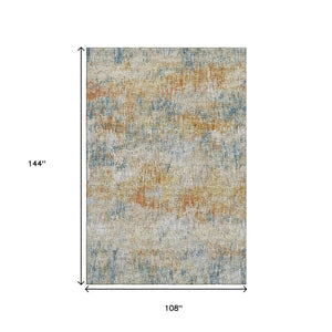 HomeRoots 9' Contemporary Gold Beige Orange Abstract Washable Rug - Durable Indoor Outdoor Style for All Spaces 643575