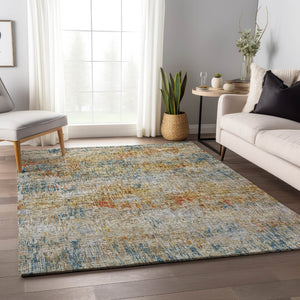 HomeRoots 10' X 14' Washable Polyester Area Rug in Gold Beige & Orange – Stylish, Stain-Resistant for Indoors & Outdoors 643576