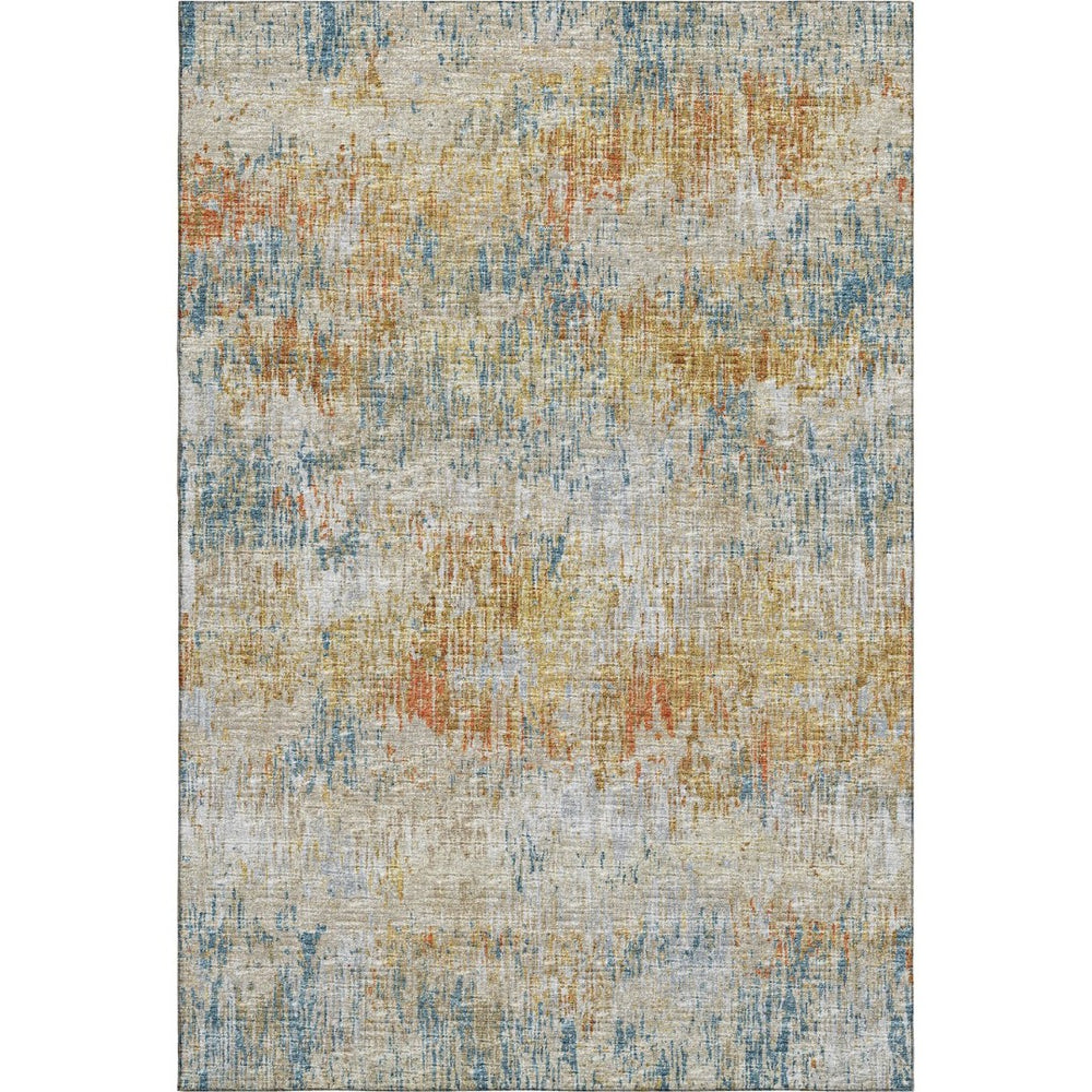 HomeRoots 10' X 14' Washable Polyester Area Rug in Gold Beige & Orange – Stylish, Stain-Resistant for Indoors & Outdoors 643576