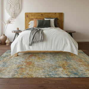HomeRoots 10' X 14' Washable Polyester Area Rug in Gold Beige & Orange – Stylish, Stain-Resistant for Indoors & Outdoors 643576