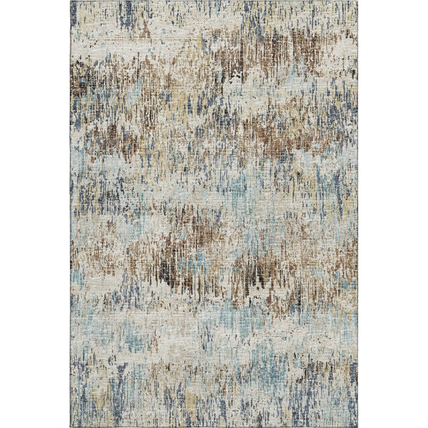 HomeRoots 5' X 8' Abstract Midnight Ivory Beige Washable Area Rug – Durable, Stylish for Indoor & Outdoor Use! 643578