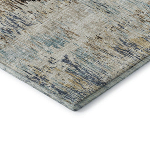 HomeRoots 5' X 8' Abstract Midnight Ivory Beige Washable Area Rug – Durable, Stylish for Indoor & Outdoor Use! 643578