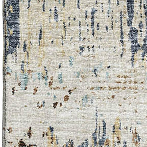 HomeRoots 5' X 8' Abstract Midnight Ivory Beige Washable Area Rug – Durable, Stylish for Indoor & Outdoor Use! 643578