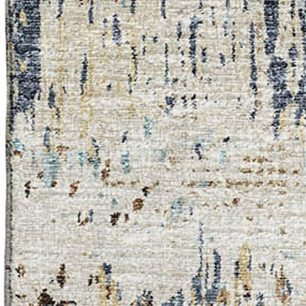 HomeRoots 5' X 8' Abstract Midnight Ivory Beige Washable Area Rug – Durable, Stylish for Indoor & Outdoor Use! 643578
