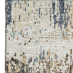 HomeRoots 8' X 10' Stylish Midnight Ivory & Beige Abstract Washable Area Rug for Indoor & Outdoor Spaces 643580