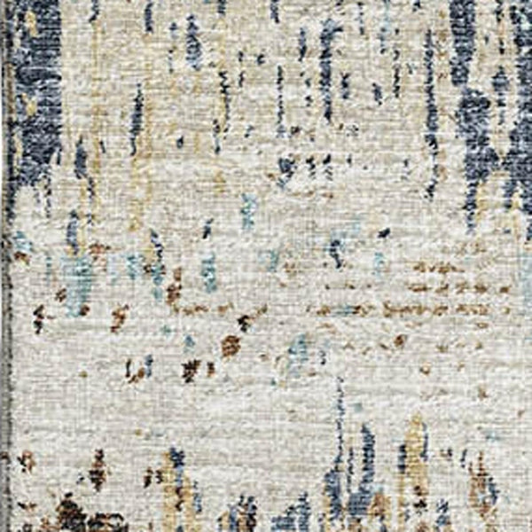HomeRoots 9' X 12' Modern Midnight Ivory and Beige Abstract Washable Area Rug for Indoor & Outdoor Elegance 643581