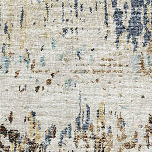 HomeRoots 10' X 14' Abstract Midnight Ivory & Beige Washable Area Rug for Indoor & Outdoor Elegance 643582